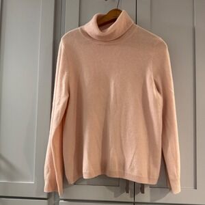 Talbots Pure Cashmere Turtleneck Sweater Pastel Pink Petite XL
